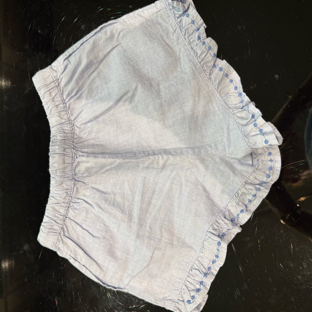 Light Blue Embroidered Ruffle Girls’ Shorts - Picture 4 of 5